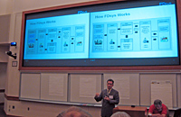 Mike Wash, chief technology officer for the Government Printing Office, makes a presentation about the Future Digital System, GPO's digital preservation program.