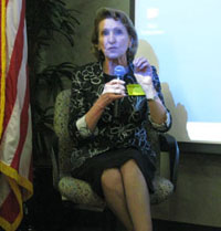 Deanna Marcum speaking at the symposium. Credit: Sally Whiting
