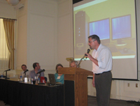 Michael Olson of Stanford Univeristy participates in a panel discussion during the meeting. Credit: Matthew Kirschenbaum